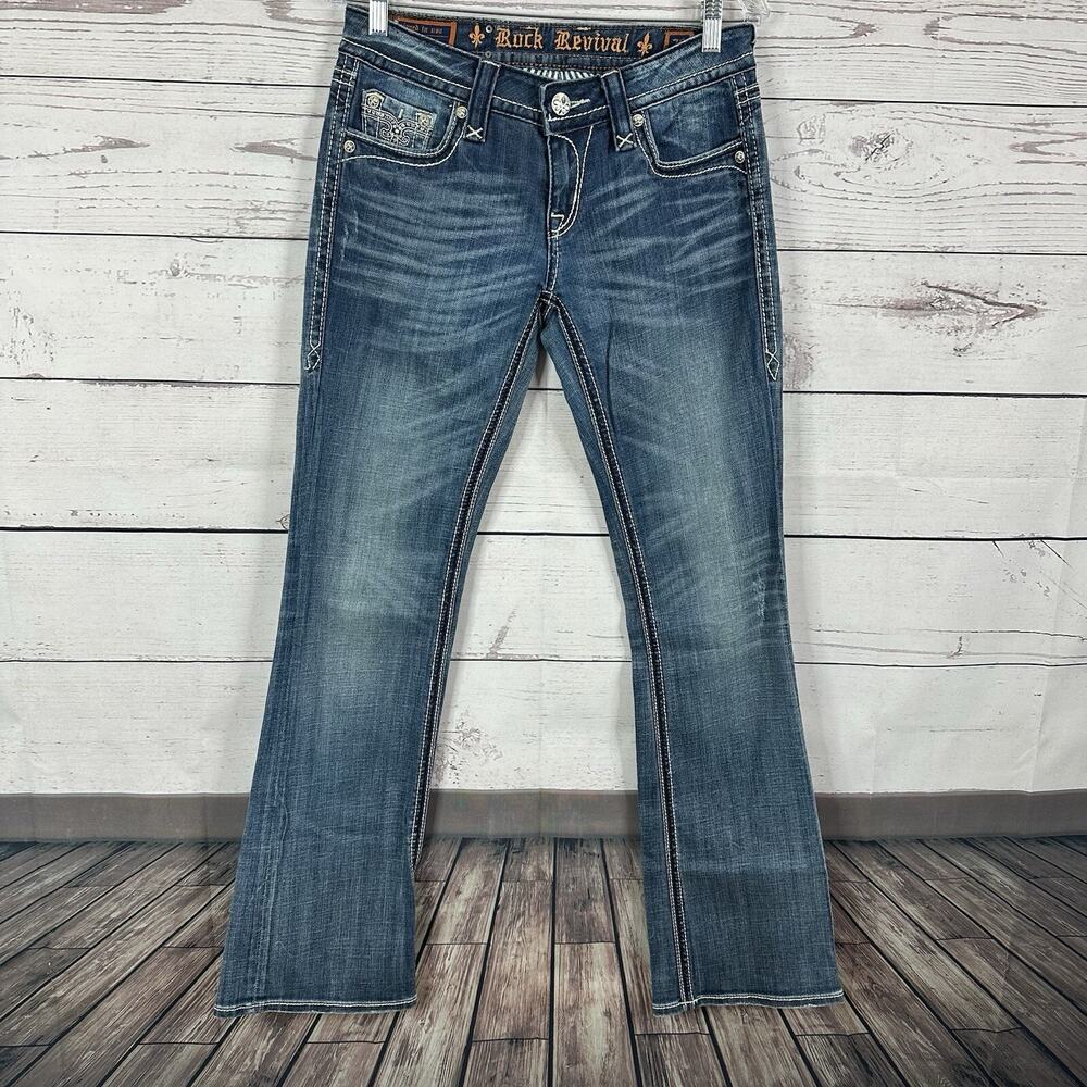 Rock Revival Jeans Womens 28‎ Long Blue Soro Boot Embroidered Grunge Western